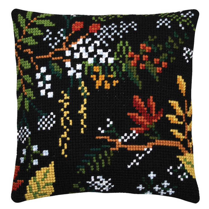 Vervaco Berries & Flowers I Pillow Cover Needlepoint Kit