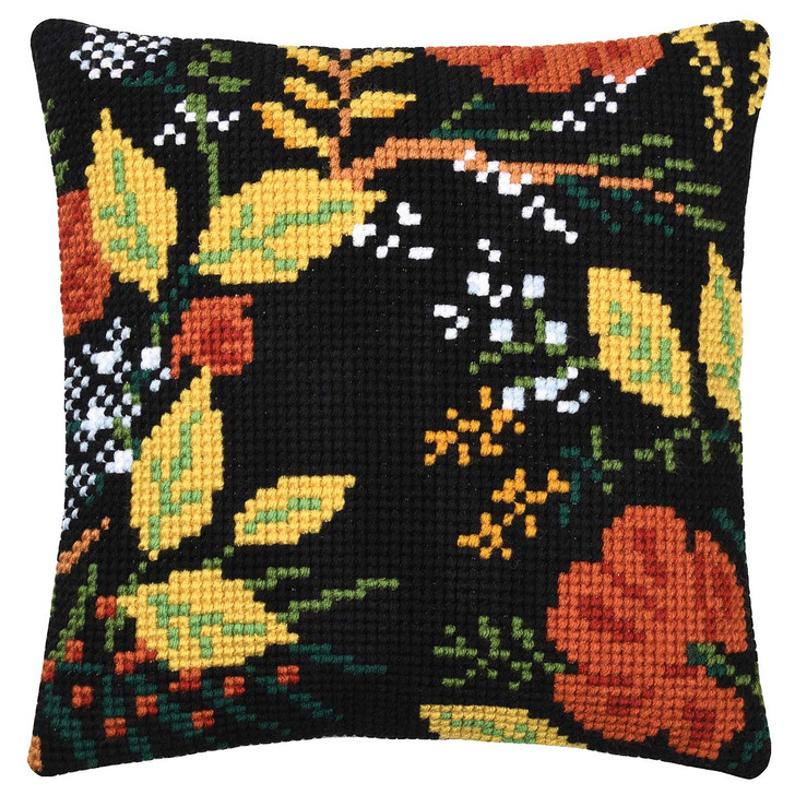 Vervaco Berries & Flowers II Pillow Cover Needlepoint Kit