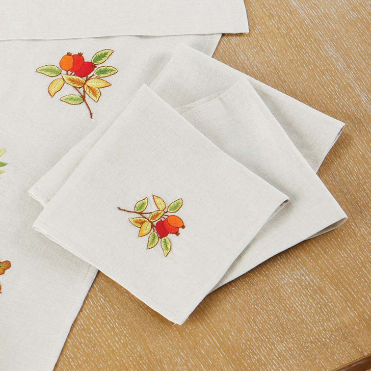 Craftways Gnome Harvest Napkins Stamped Embroidery Kit