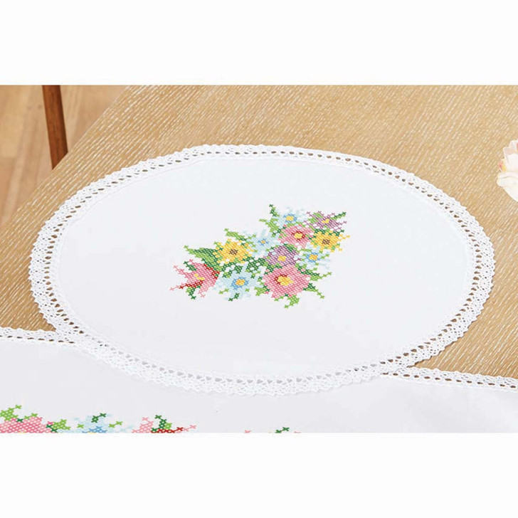 Herrschners Charming Garden Doily Stamped Cross-Stitch