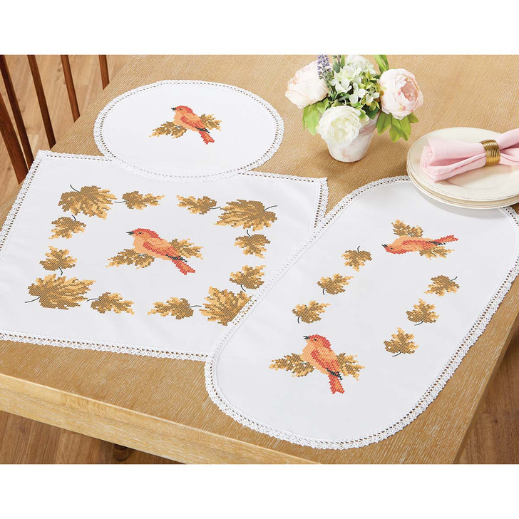 Herrschners Autumn Flutter Set Stamped Cross-Stitch