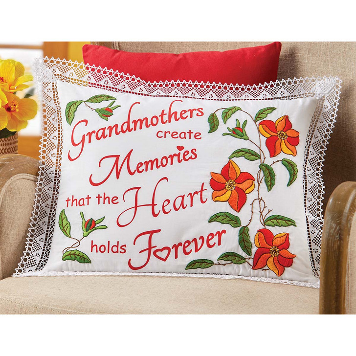 Craftways Grandmothers Pillow Cover Stamped Embroidery Kit