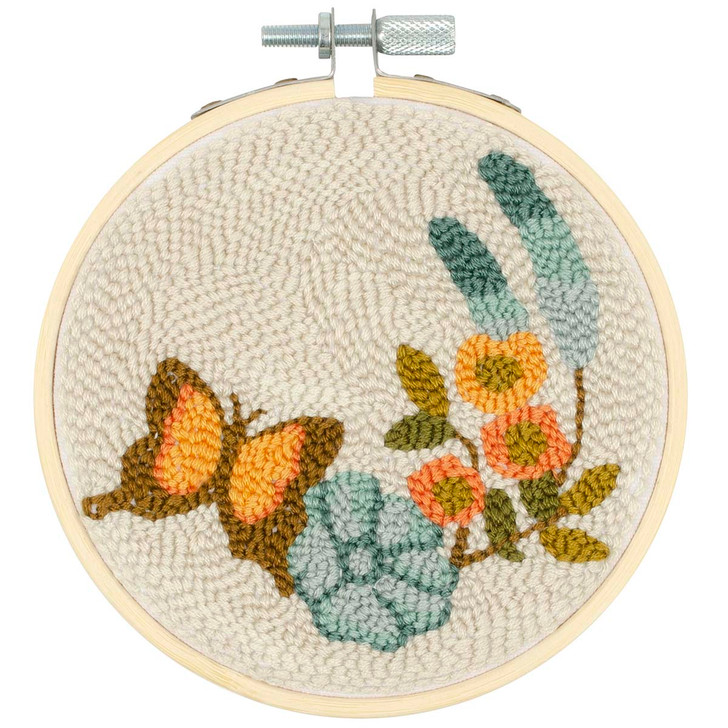 Fabric Edition, Inc. Butterfly & Flower Hoop Punch Needle Kit