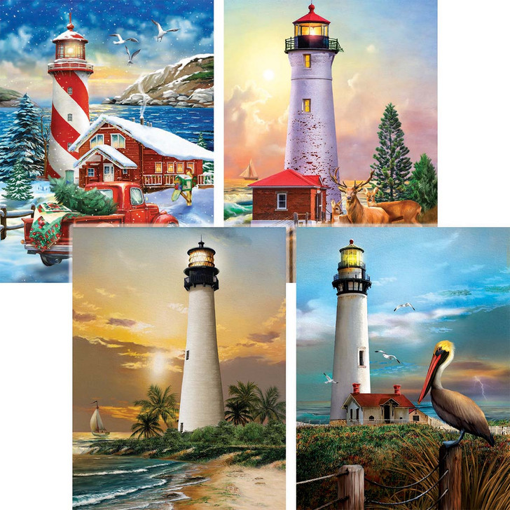 SunsOut Scenic Lighthouses, Set of 4 Jigsaw Puzzle