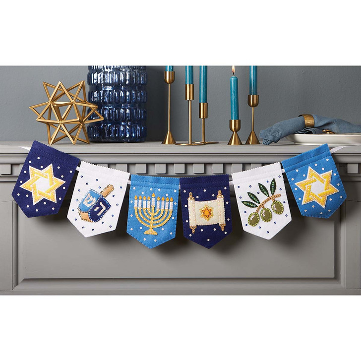 Herrschners Joyous Hanukkah Celebration Banner Felt & Sequin Kit