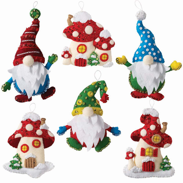 Bucilla Christmas Gnomes Felt & Sequin Kit