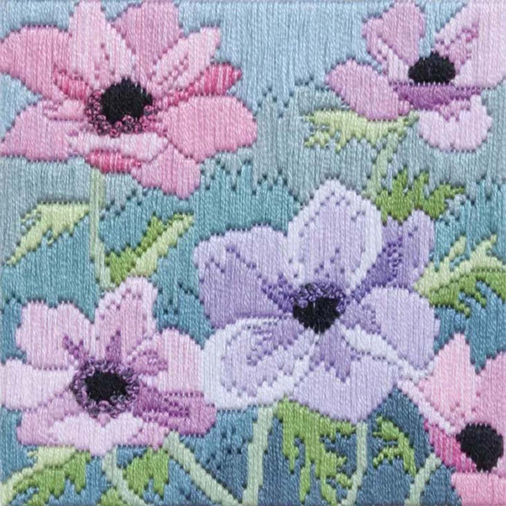 Bothy Threads Purple Anemones Long Stitch Needlepoint Kit