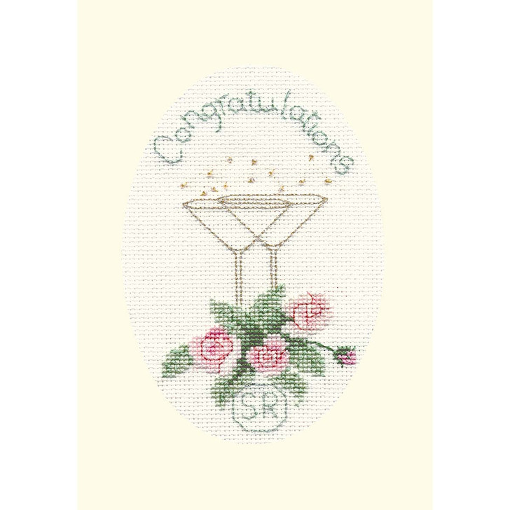 Bothy Threads Rose & Champagne Greeting Card Counted Cross-Stitch Kit