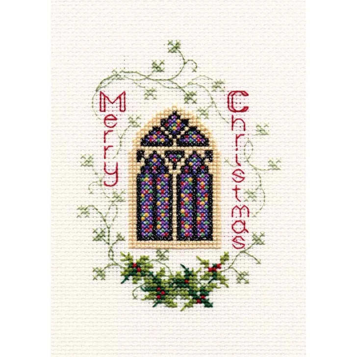 Bothy Threads Stained Glass Window Christmas Card Counted Cross-Stitch Kit