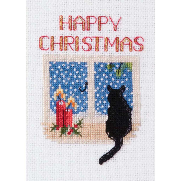 Bothy Threads Christmas Cat Christmas Card Counted Cross-Stitch Kit