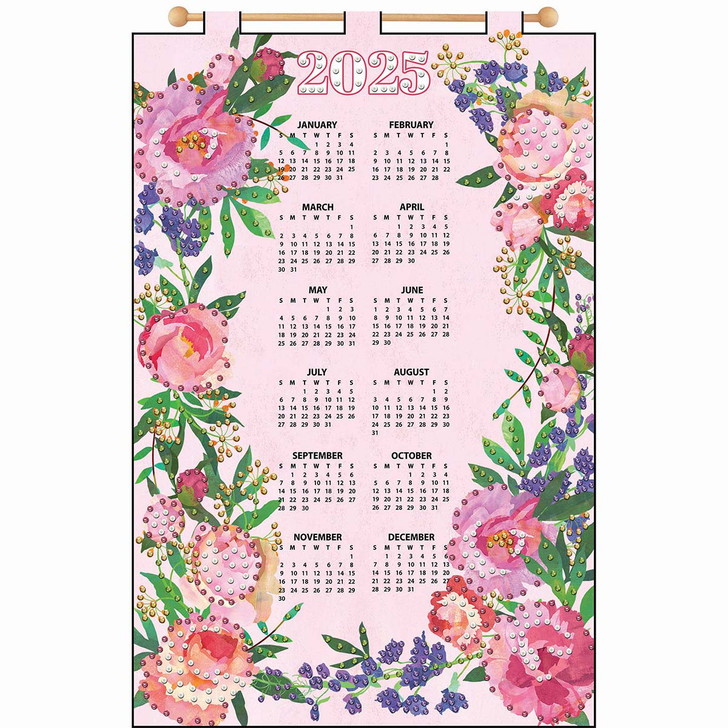 Design Works Pink Flower Border Calendar Felt & Sequin Kit
