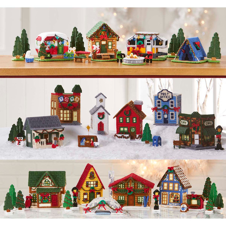 Herrschners Christmas Village Trio Plastic Canvas Kit