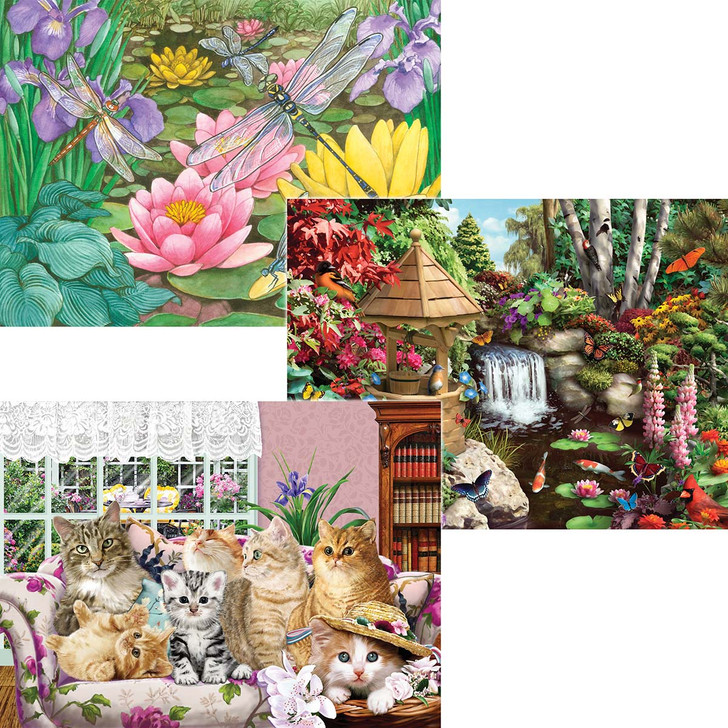 Puzzle Magic Garden & Kittens, Set of 3 Jigsaw Puzzle