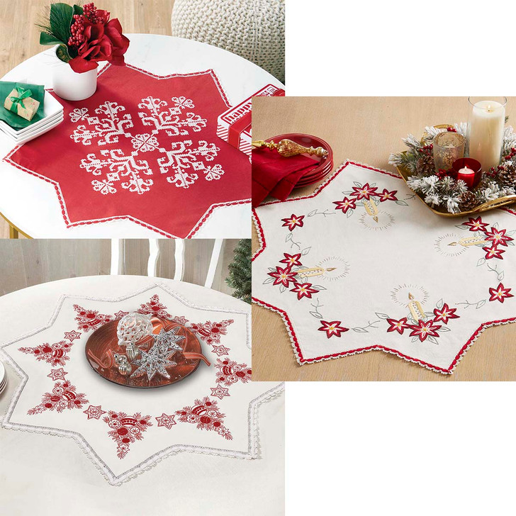 Nob Hill Table Topper Trio Stamped Embroidery Kit