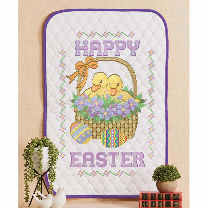 Herrschners Easter Ducklings Wall Hanging Stamped Cross-Stitch Kit