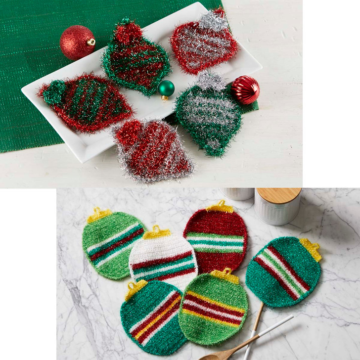 Herrschners Holiday Baubles Scrubbies & Joyful Jingle Scrubbies-Buy Both & Save