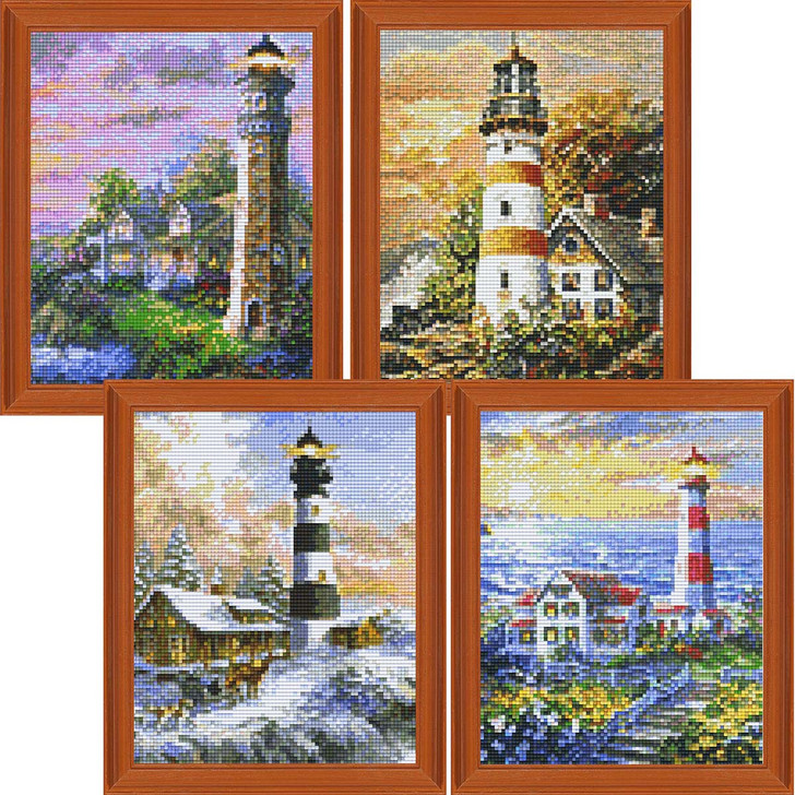 PixelHobby Scenic Lighthouses, Set of 4 Mosaic Art Kit