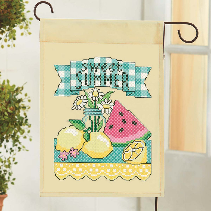 Herrschners Sweet Summer Porch Flag Stamped Cross-Stitch