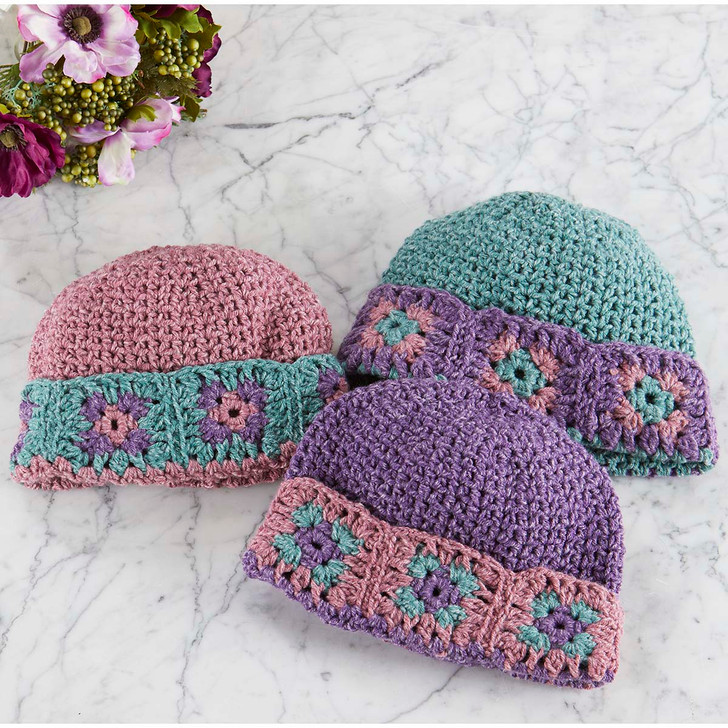 Herrschners Blooming Granny Beanies Crochet Kit