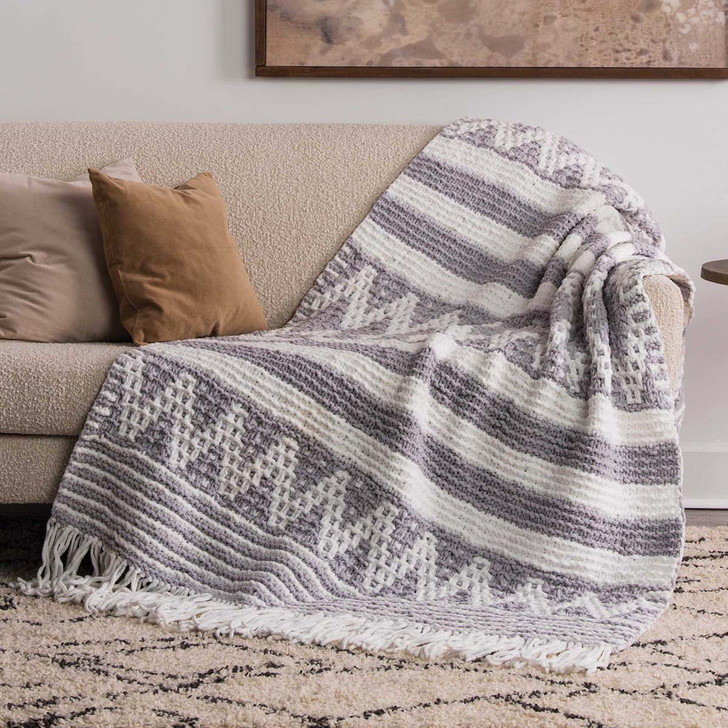 Bernat Mosaic Stripe and Chevron Blanket Knit Kit