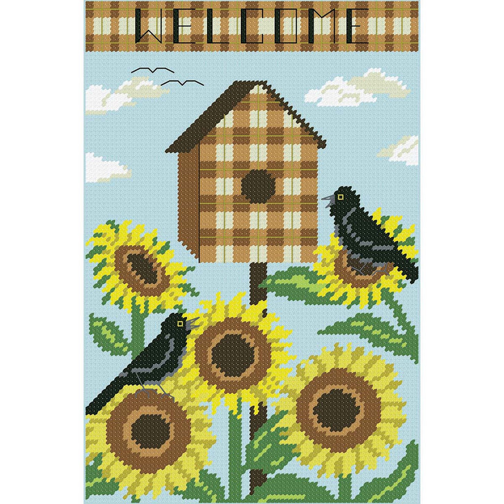 Herrschners Sunflower Retreat Porch Flag - September Plastic Canvas Kit
