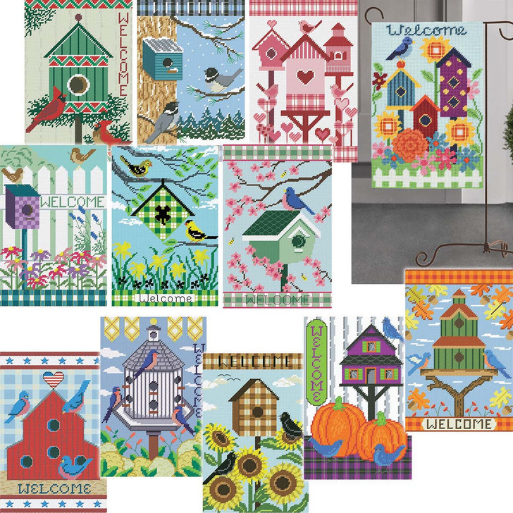 Herrschners Birdhouse Porch Flags & Hanger Plastic Canvas Kit