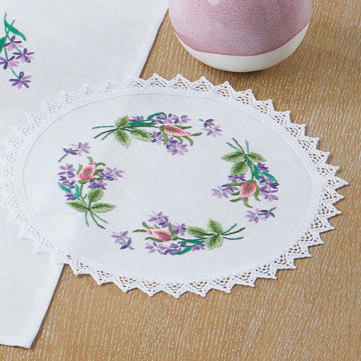Nob Hill Roses & Lavender Doily Stamped Embroidery