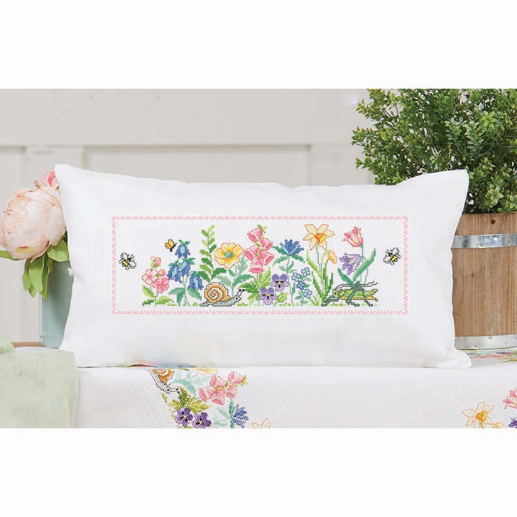 Craftways Little Flowers Meadow Pillow Cover Counted Cross-Stitch Kit