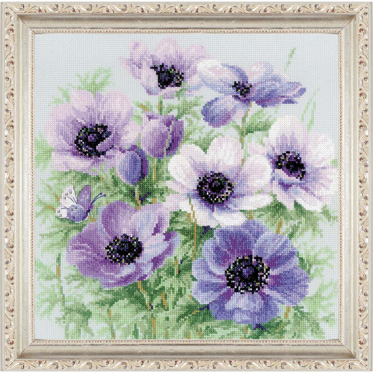 RIOLIS Purple Anemones Kit & Frame Counted Cross-Stitch