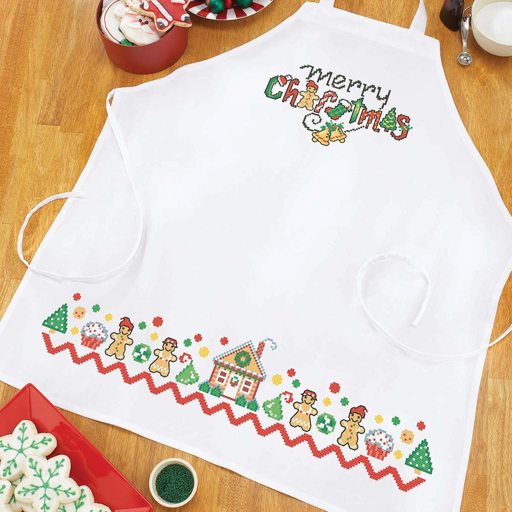 Herrschners Merry Christmas Apron Stamped Cross-Stitch
