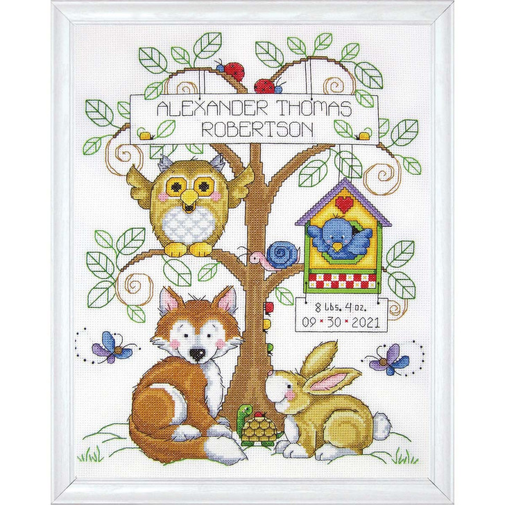 Design Works Baby's Forest Birth Record Counted Cross-Stitch Kit