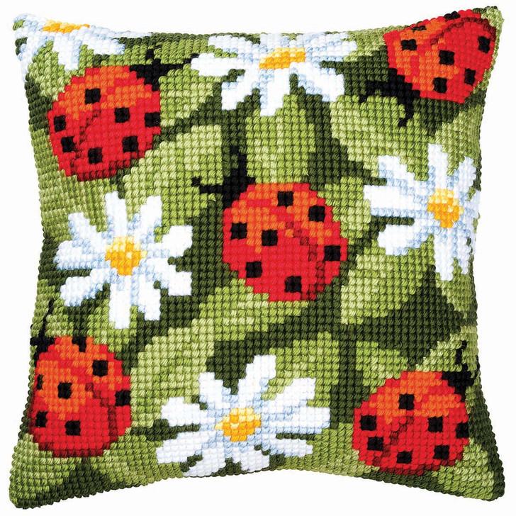 Vervaco Ladybirds Pillow Cover Needlepoint Kit