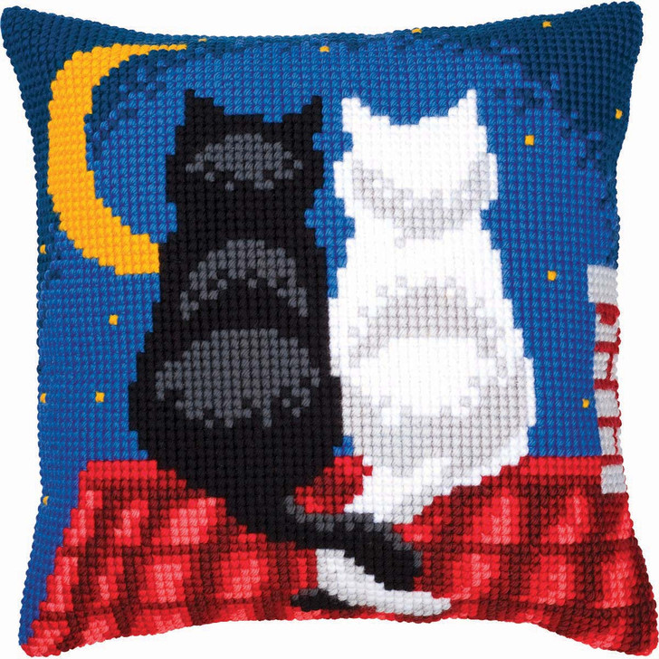 Vervaco Cats in the Night Pillow Cover Needlepoint Kit