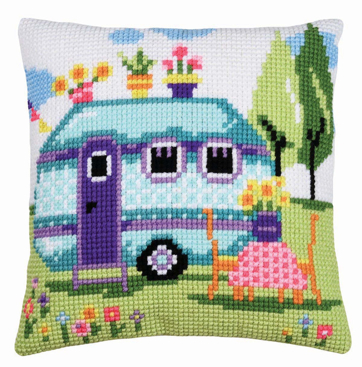 Vervaco Road Trip Vacation Pillow Cover Needlepoint Kit