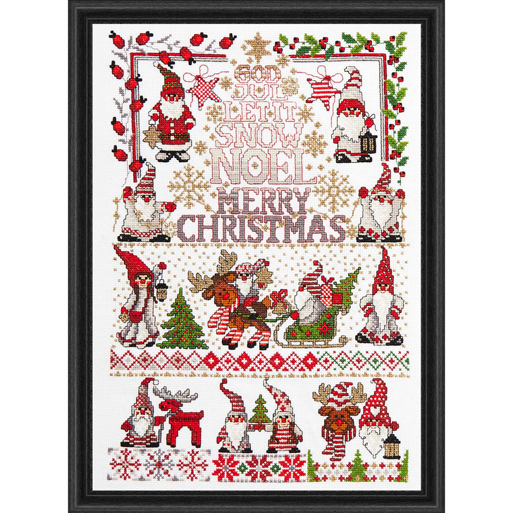 Craftways Christmas Gnome Sampler Kit & Frame Counted Cross-Stitch Kit