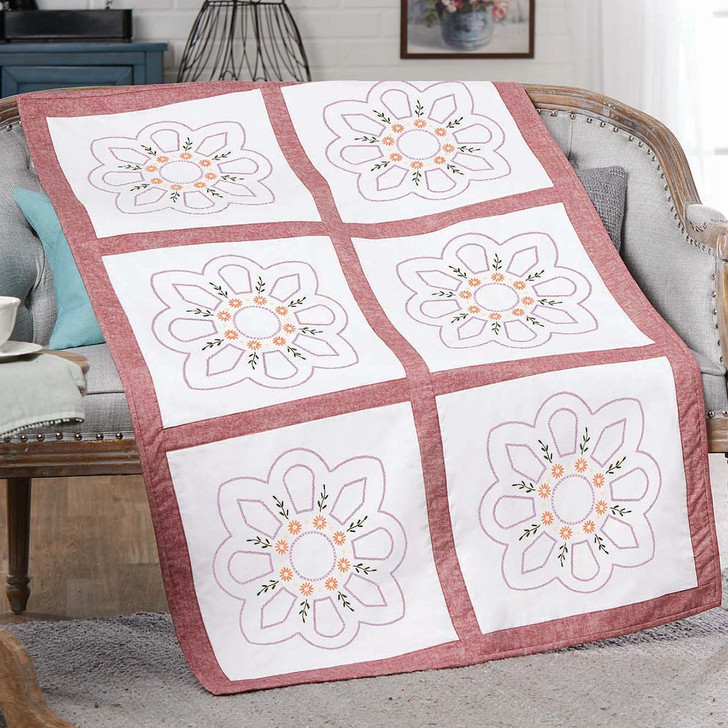 Herrschners Phoebe Quilt Blocks Stamped Embroidery
