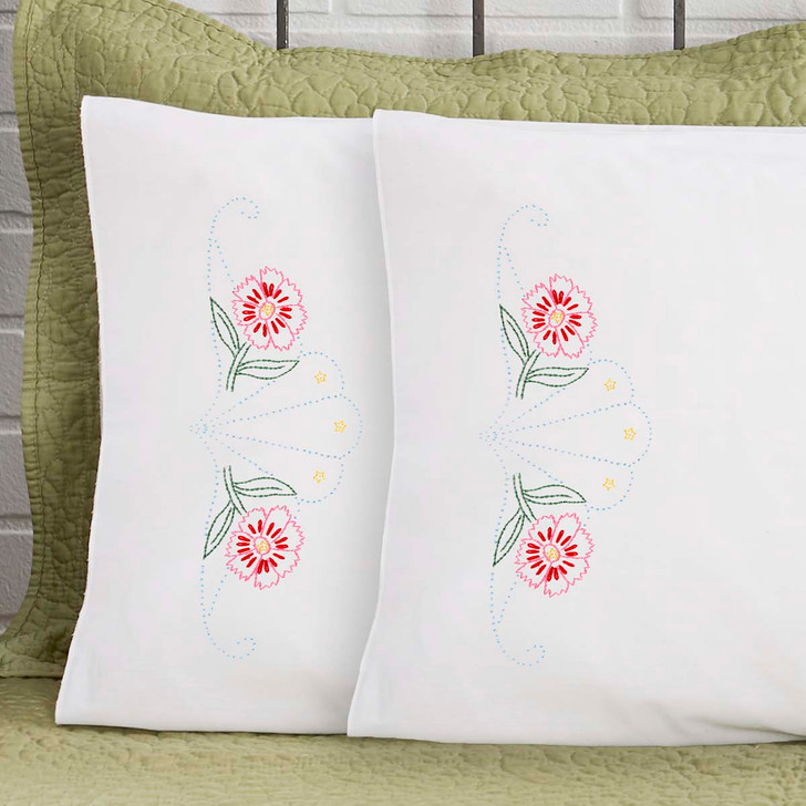 Herrschners Ida Pillowcase Pair Stamped Embroidery Kit