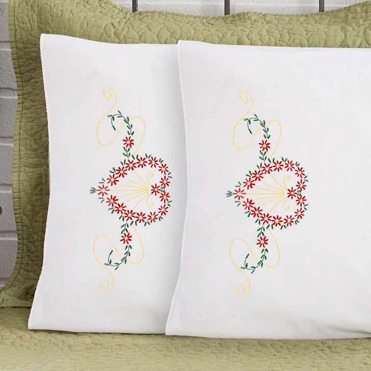 Herrschners Victoria Pillowcase Pair Stamped Embroidery