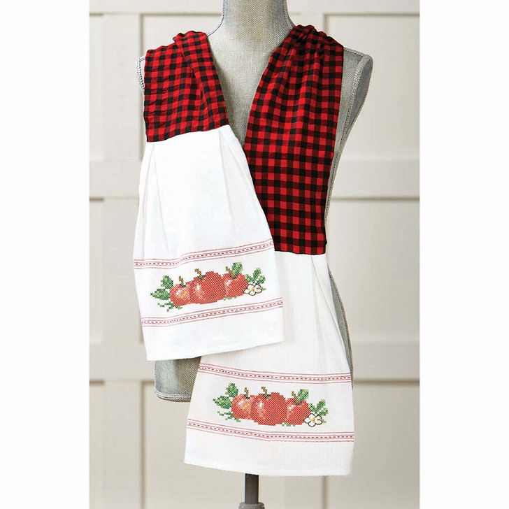 Herrschners Apples Kitchen Scarf Stamped Cross-Stitch Kit