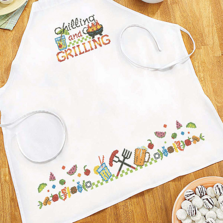 Herrschners Summer Grilling Apron Stamped Cross-Stitch