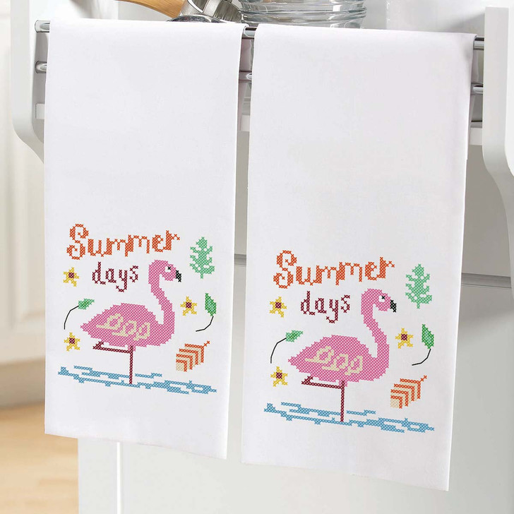 Herrschners Summer Days Towel Pair Stamped Cross-Stitch