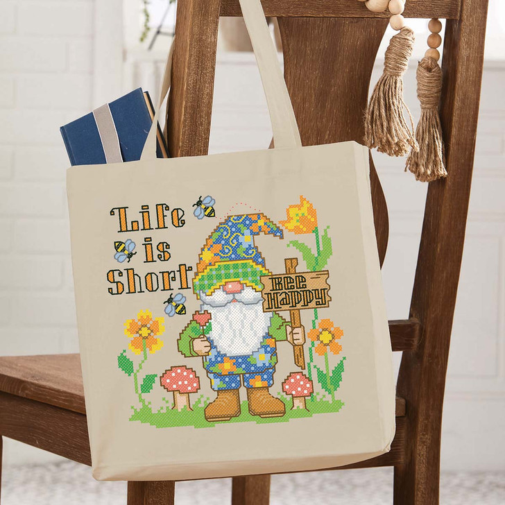 Herrschners Life is Short Tote Stamped Cross-Stitch