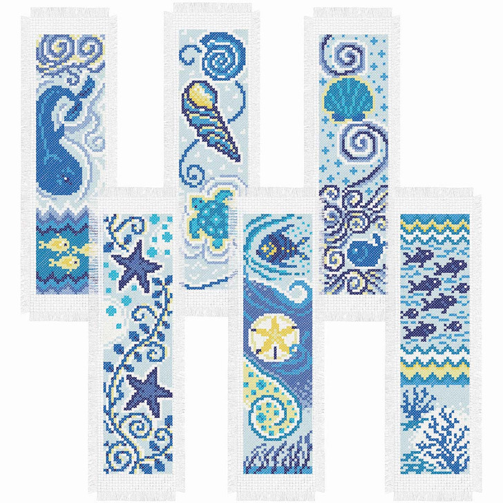 Herrschners Blue Seaside Bookmarks Counted Cross-Stitch Kit