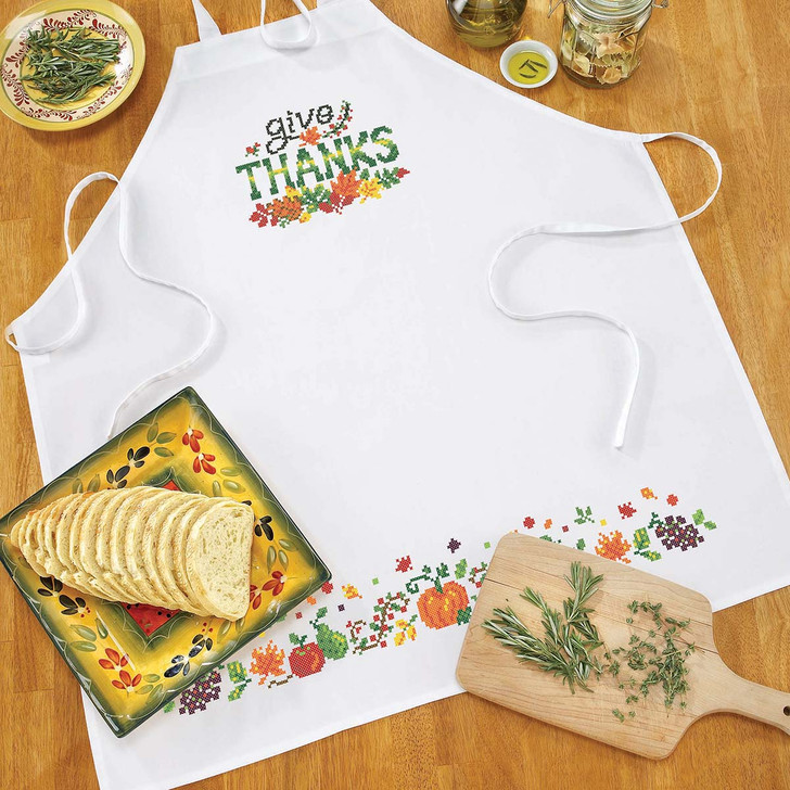 Herrschners Thanksgiving Apron Stamped Cross-Stitch