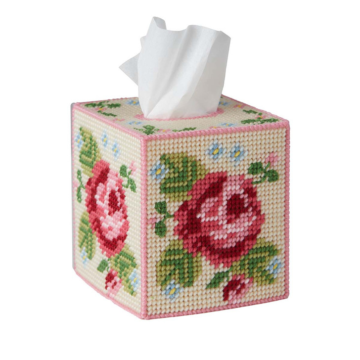 Herrschners Elegant Rose Tissue Box Plastic Canvas Kit