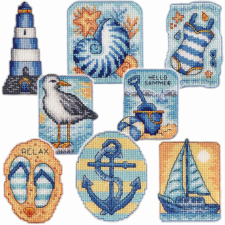 Herrschners Seaside Escape Magnets 14ct (CCS) Counted Cross-Stitch Kit