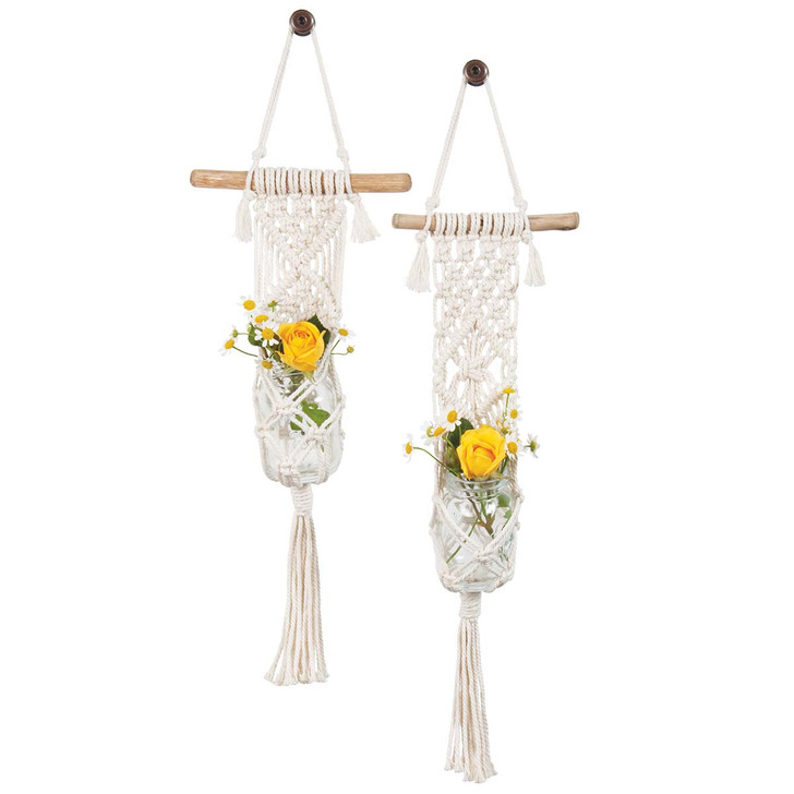 Solid Oak Mini Plant Hangers Macrame