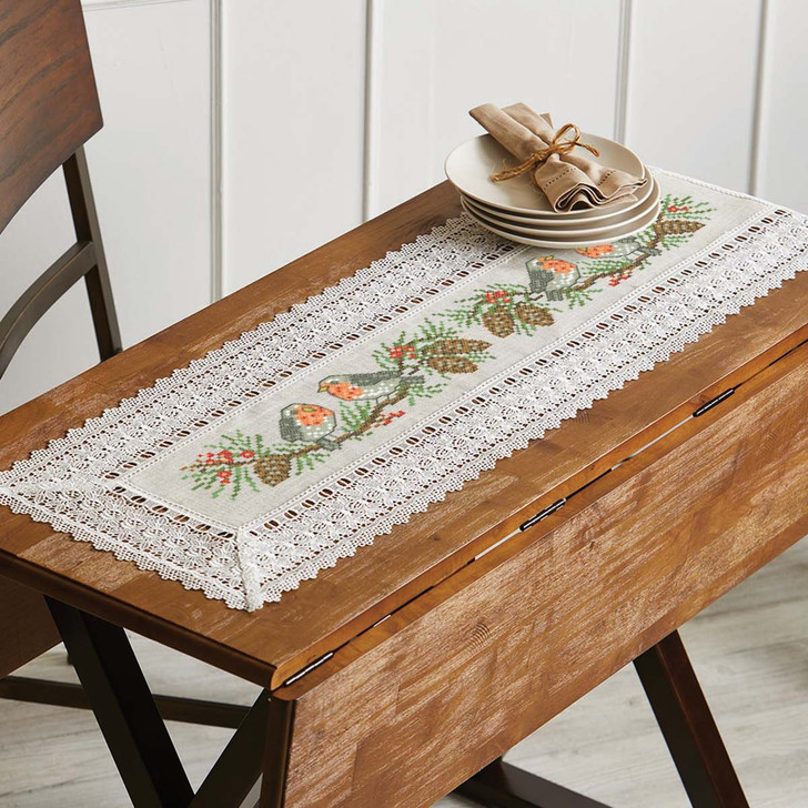 Herrschners Morning Song Table Runner Stamped Cross-Stitch Kit