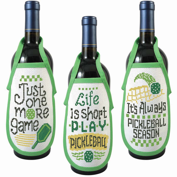 Herrschners Pickleball Bottle Aprons Counted Cross-Stitch Kit