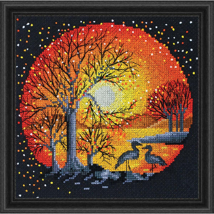 Abris Art Heron at Sunset Kit & Frame Counted Cross-Stitch